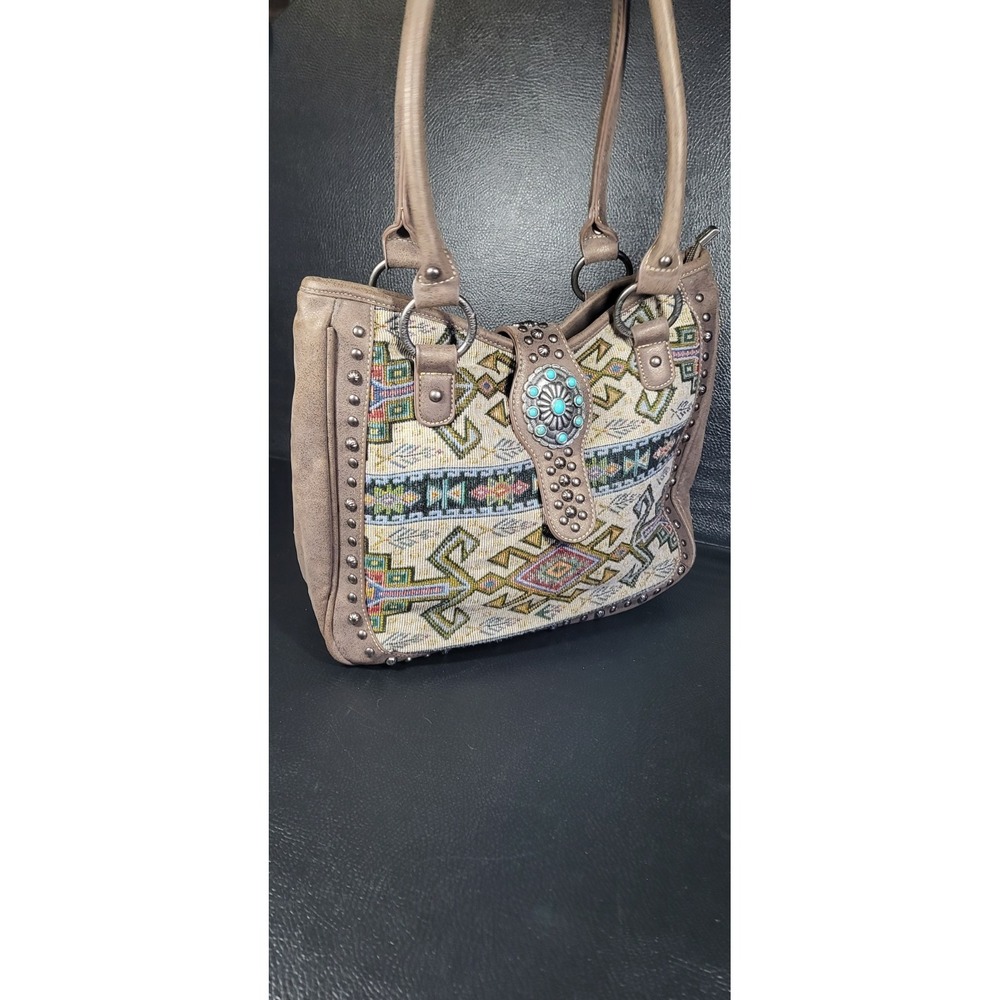 Montana West Purse Aztec Leather Tote Shoulder Bag Western Concealed Womens - Picture 5 of 16